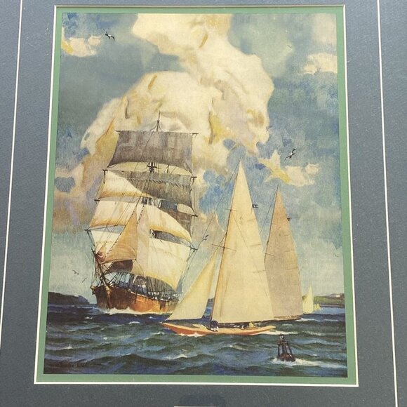 Anton Otto Fischer Framed‎ Art Print Harbor Harmony Commemorative Stamps 18x22 - Picture 4 of 16